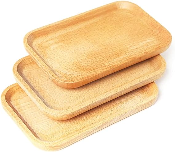 Elegant Rectangular Wooden Serving Tray (1 pcs)