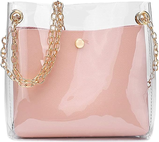 Stylish Chic Pink Transparent Bucket Bag