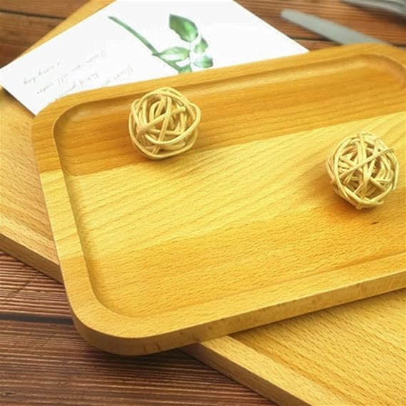 Elegant Rectangular Wooden Serving Tray (1 pcs)