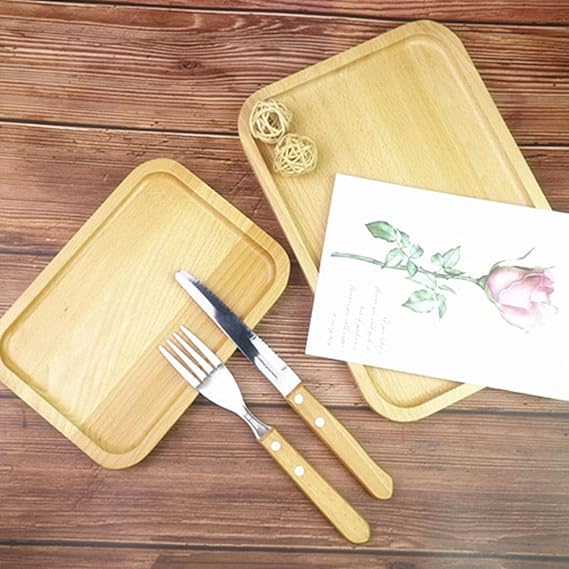 Elegant Rectangular Wooden Serving Tray (1 pcs)